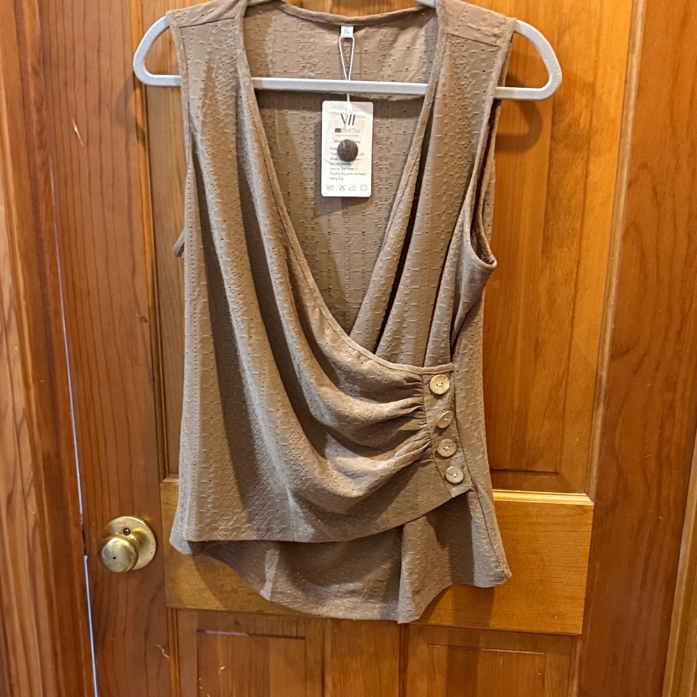 Elegant Brown Sleeveless Top
